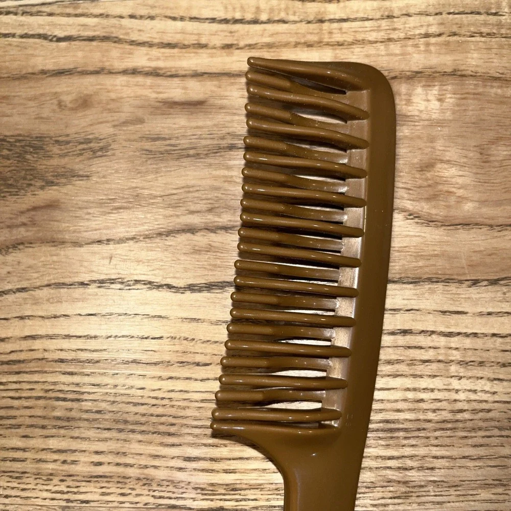 Vintage Double Row Detangling‎ Wide Tooth Handle Hair Comb Brown 8.25